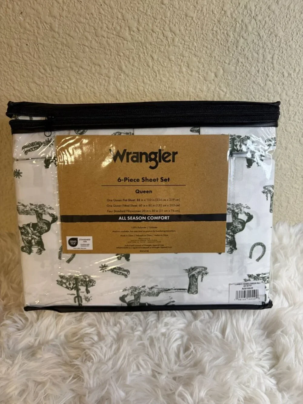 Wrangler Queen 6 Piece Sheet Set Cowboy Rodeo Western Horses NWT